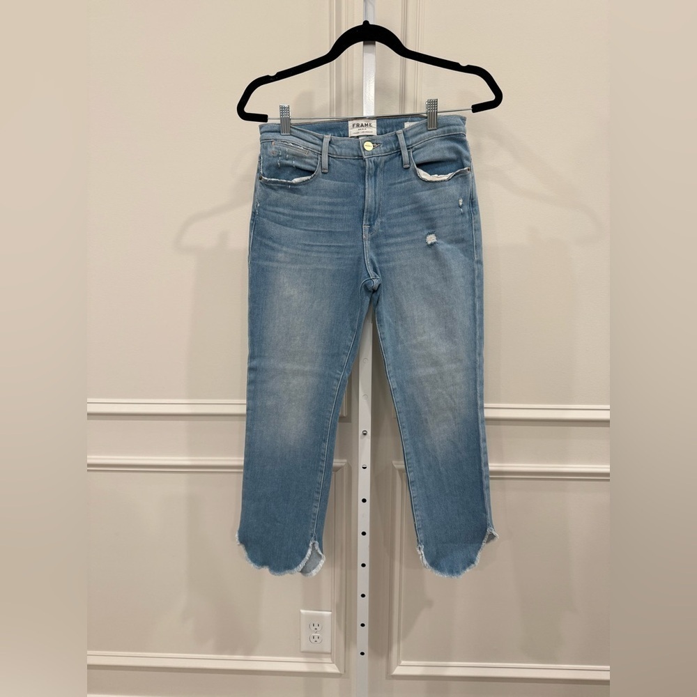 Frame Le High Straight Raw Hem Jeans